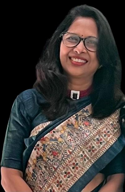 Rekha Bansal, parenting coach, in a handwoven Madhubani sari